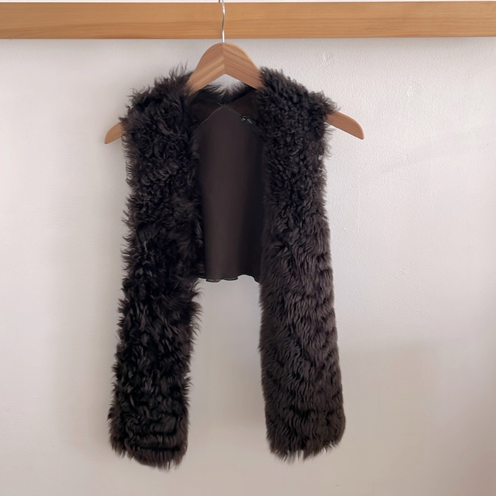 Vintage Rozae Nichols Chocolate Brown Shearling Vest